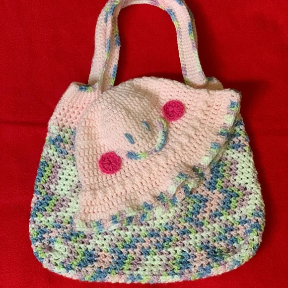 NEW Handmade Ombre Pink Crochet Tote Bag & Smiley Pink Bucket Hat - Adult Size - Picture 8 of 9
